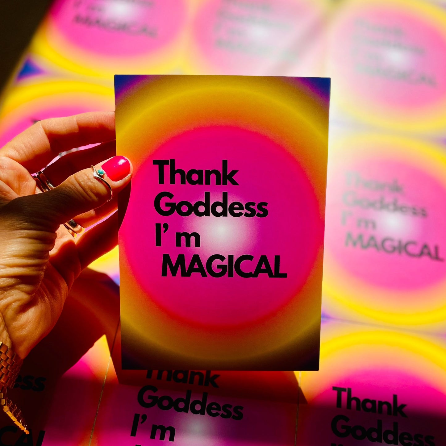 Postkarte Thank Goddess i'm magical